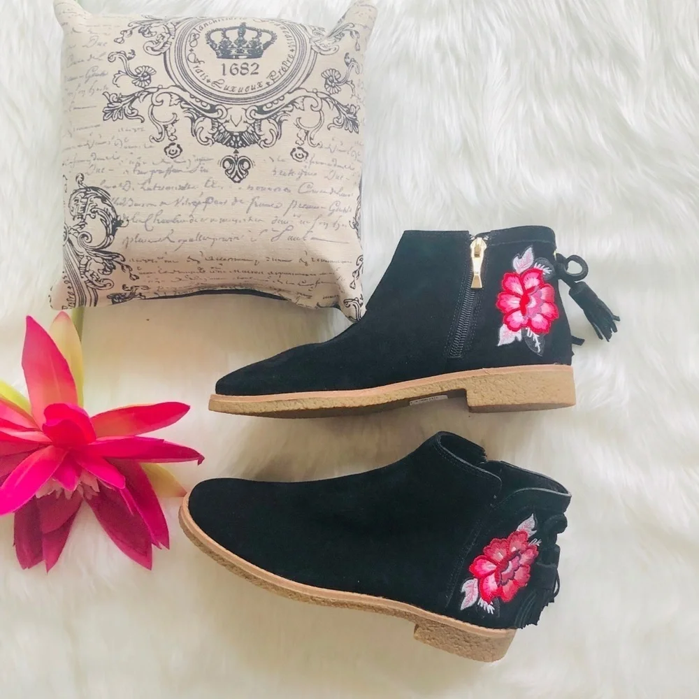 kate spade Bellville embroidered suede bootie, 6